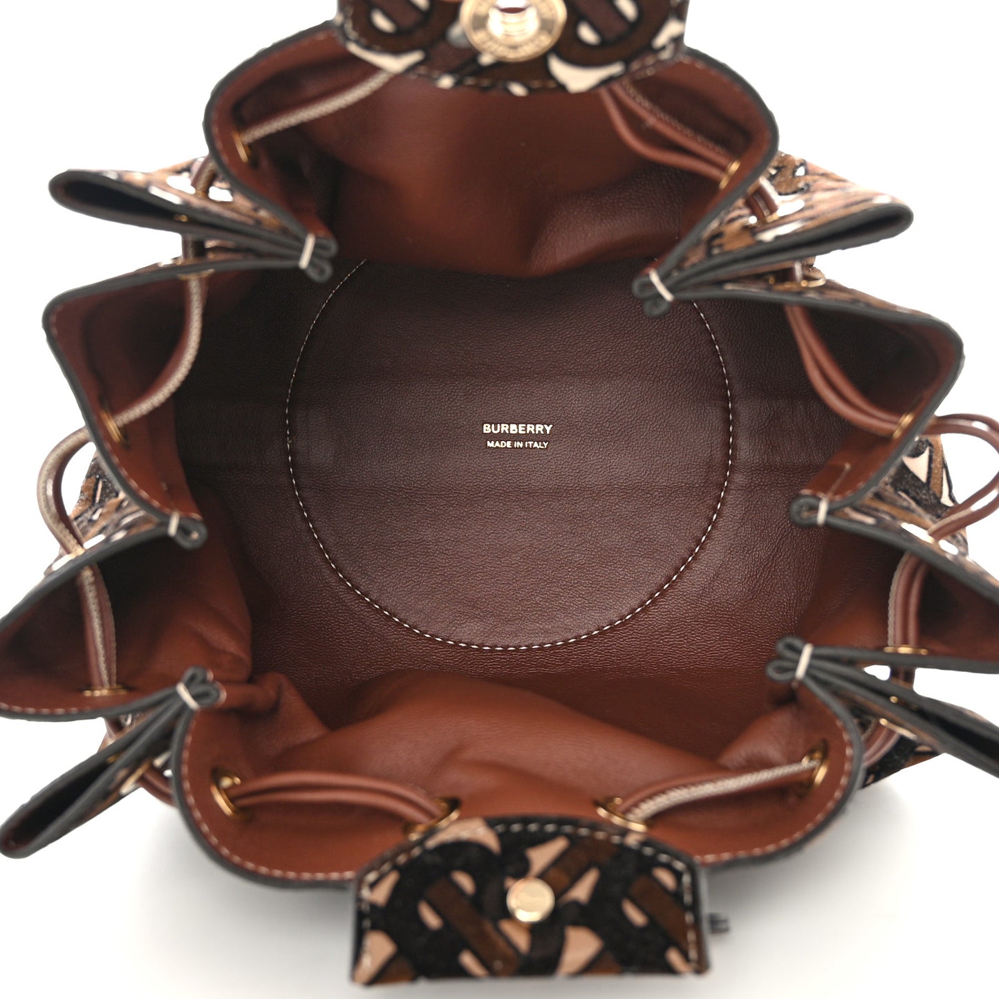 Velvet TB Mini Chignon Bucket Pouch Camel Buttermilk