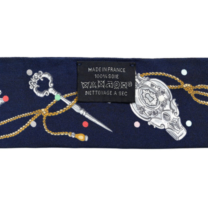 Hermes Silk Les Cles A Pois Twilly Marine Gris Argent 4 of 4