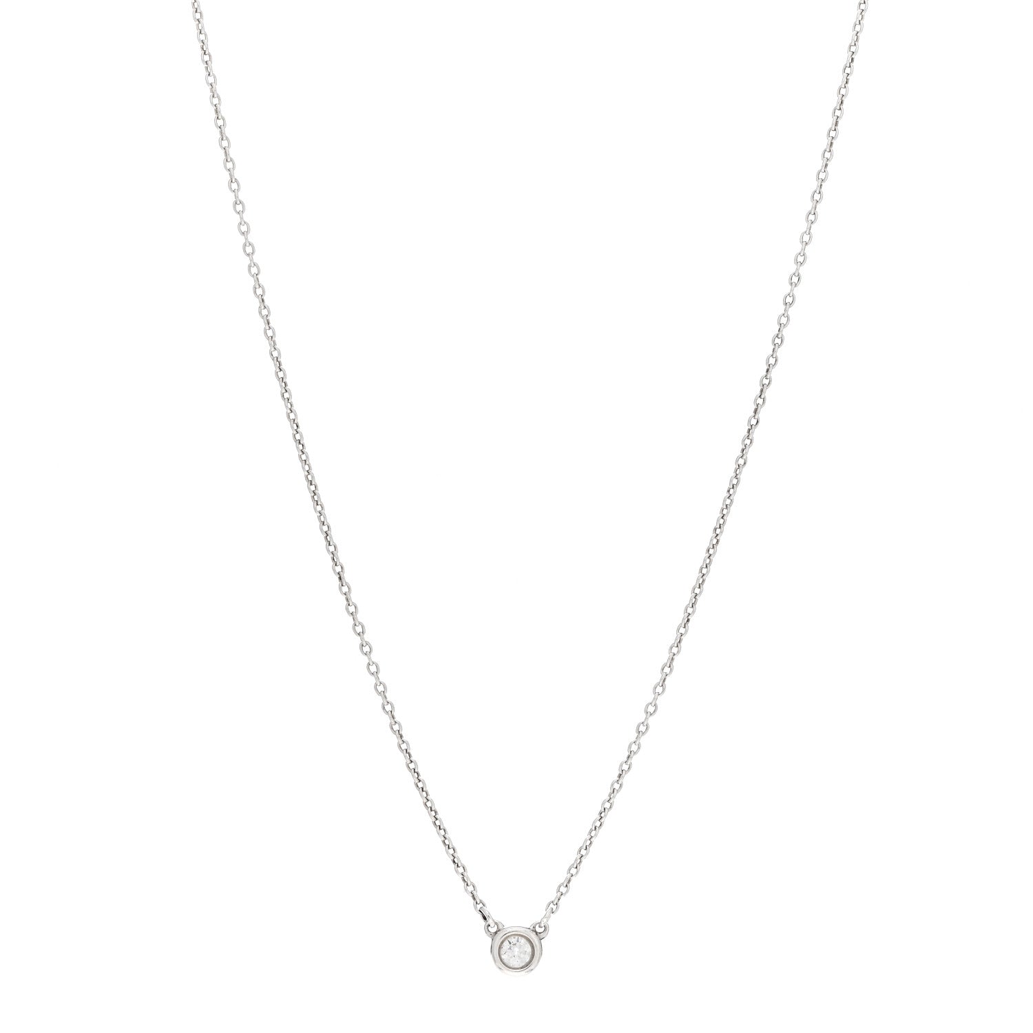 Tiffany Sterling Silver Diamond .07ct Elsa Peretti Diamonds by the Yard Pendant Necklace 1 of 4