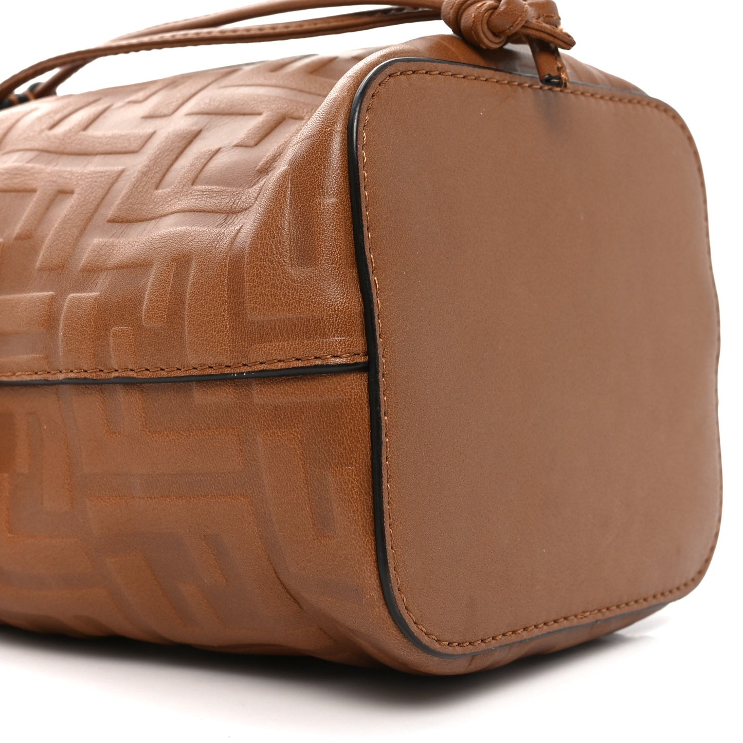 Vitello Cristallo Nature F is Fendi FF 1974 Embossed Mini Mon Tresor Bucket Bag Cuoio