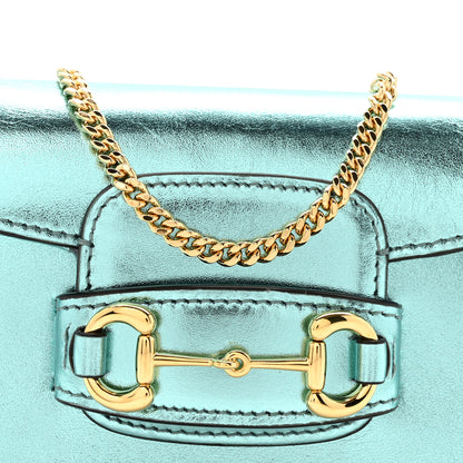 Gucci Metallic Calfskin Super Mini Horsebit 1955 Shoulder Bag Light Blue 8 of 10