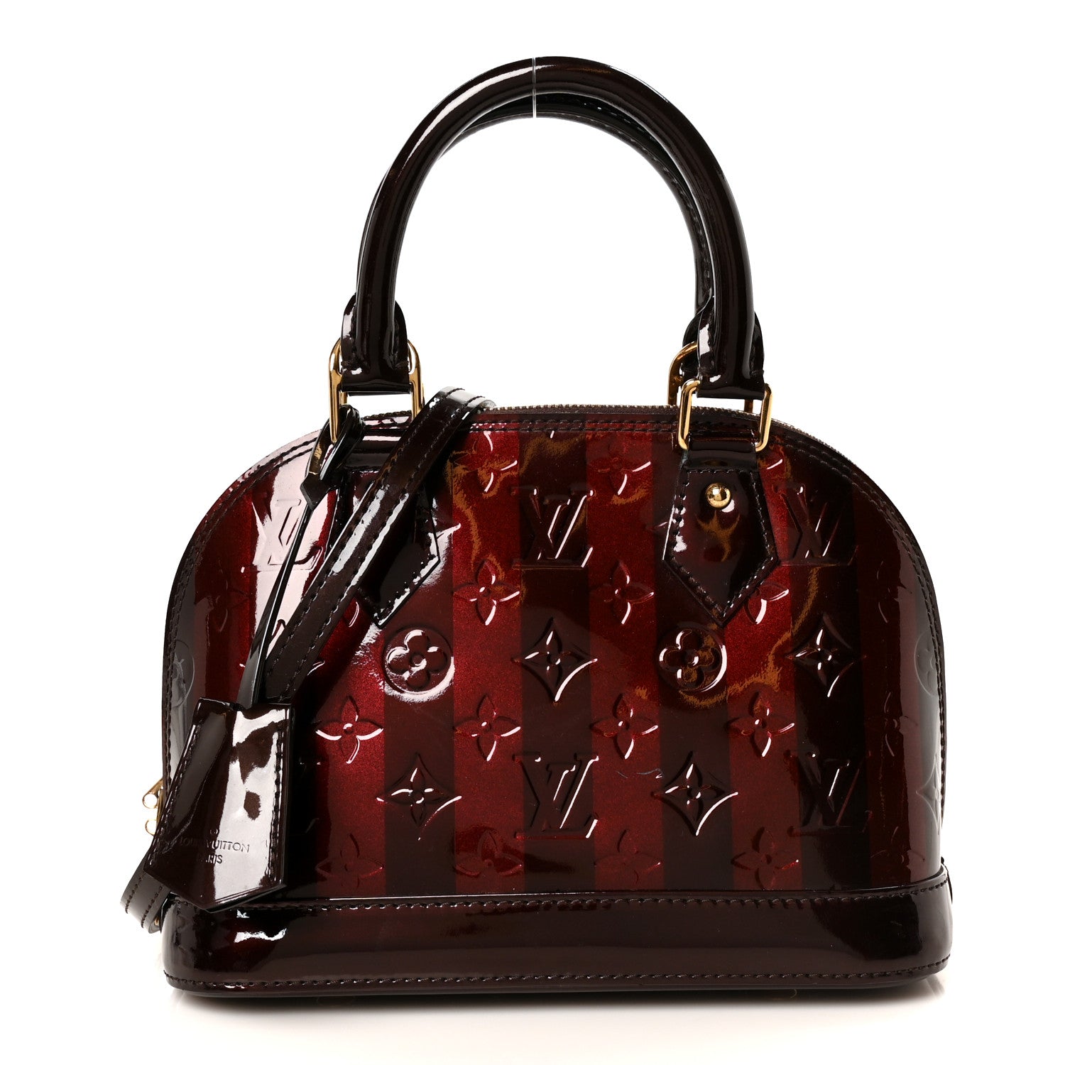 Louis Vuitton Vernis Rayures Alma BB Amarante 1 of 9