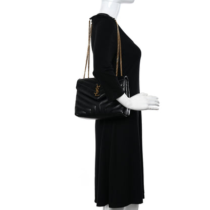 Saint Laurent Calfskin Y Quilted Monogram Small Loulou Chain Satchel Black 2 of 11