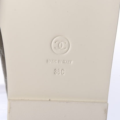 Chanel Grained Calfskin Quilted Velcro Dad Sandals 38 White 9 of 9