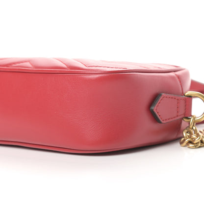 Gucci Calfskin Matelasse Mini GG Marmont Chain Shoulder Bag Hibiscus Red 10 of 10