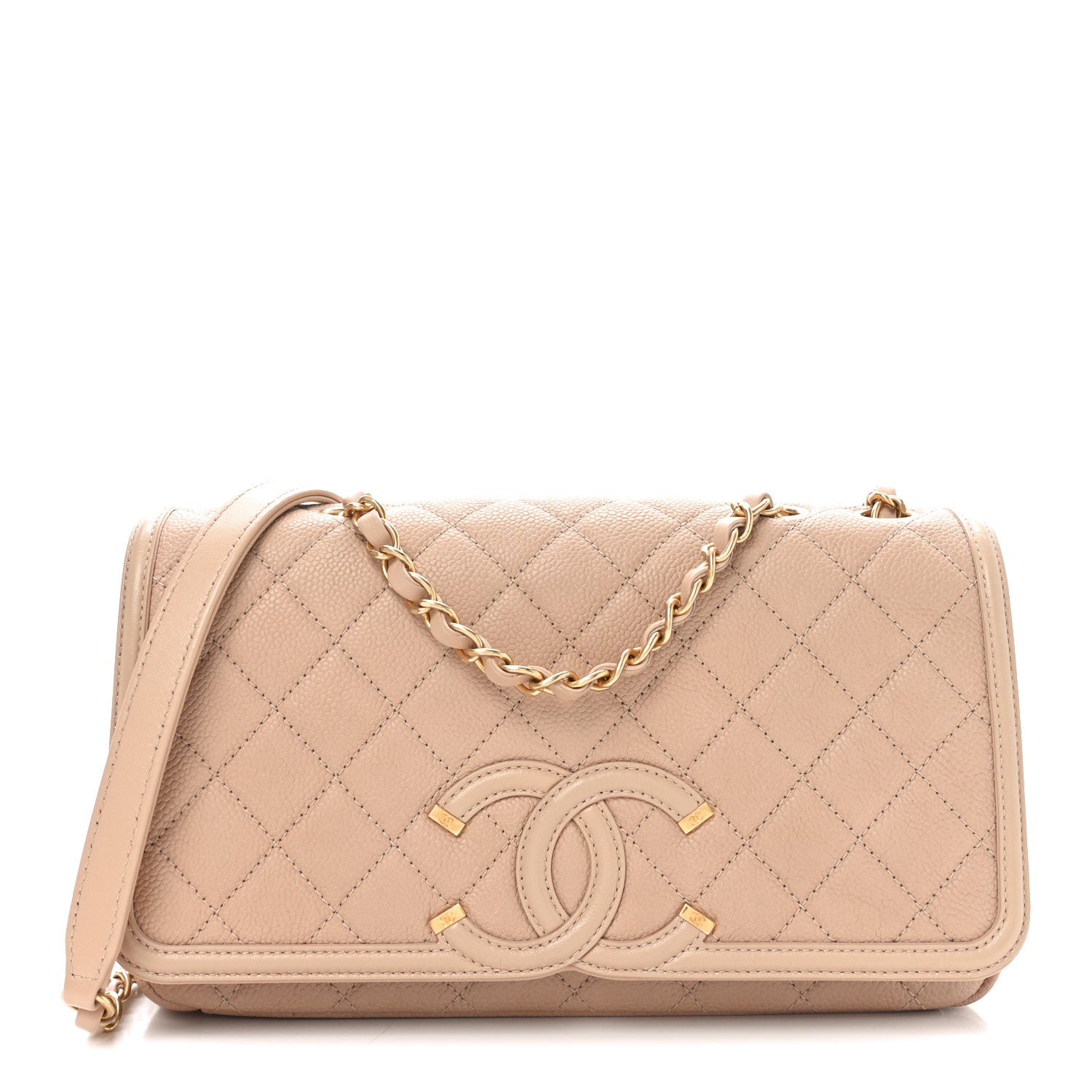 Chanel Caviar Quilted Medium CC Filigree Flap Beige 1 of 11