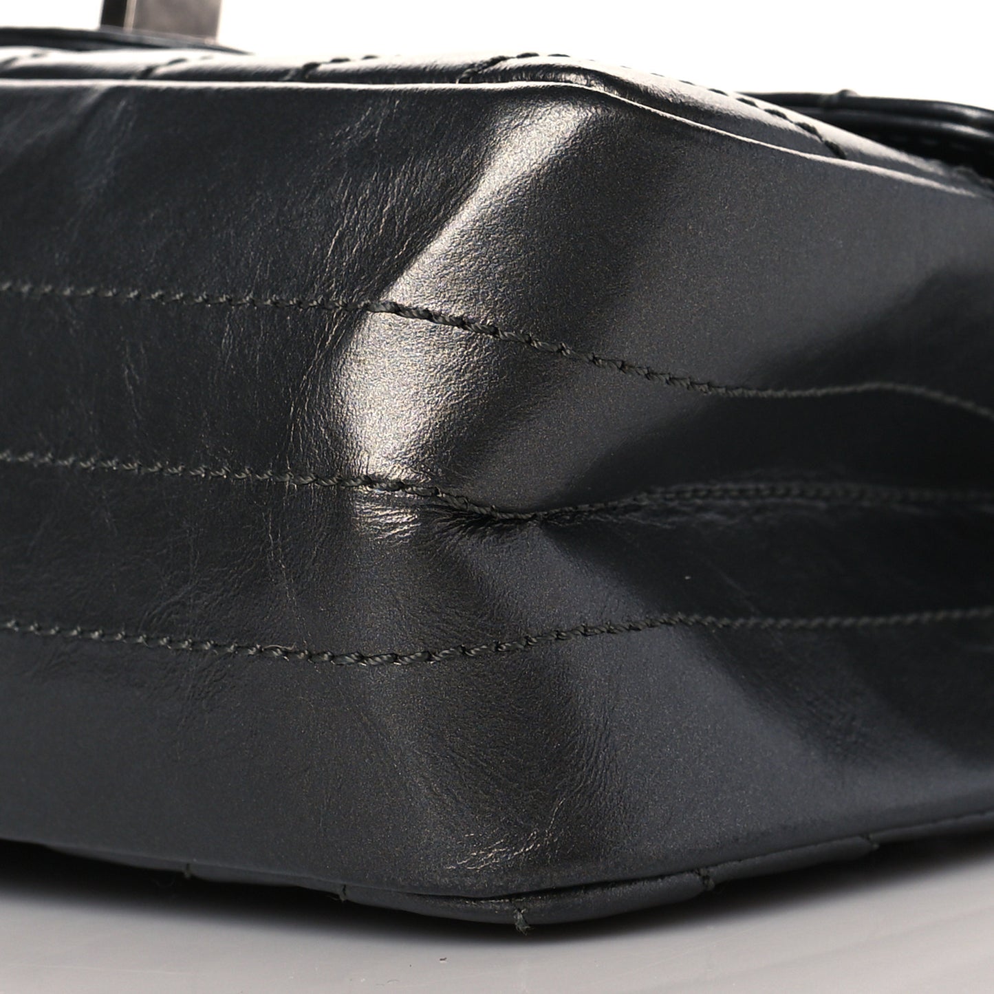Metallic Aged Calfskin Chevron Quilted 2.55 Reissue Mini Flap Grey