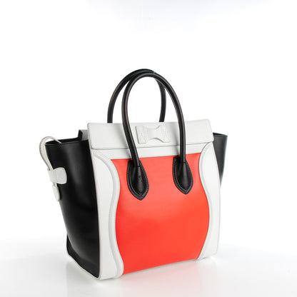 Celine Smooth Calfskin Mini Tri-Color Luggage Vermillion 3 of 8