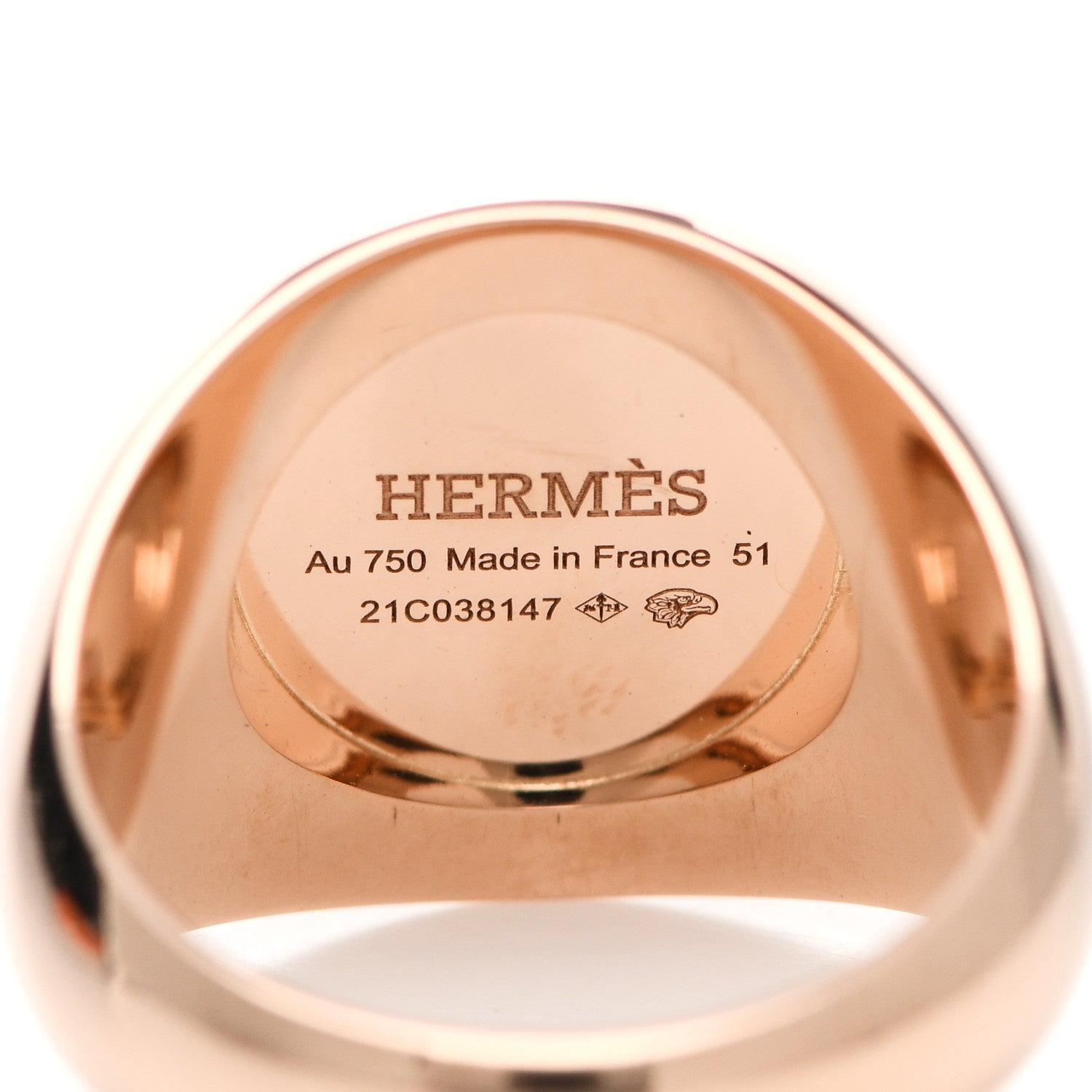 Hermes 18K Rose Gold PM Ex-Libris Signet Ring 51 5.75 5 of 6
