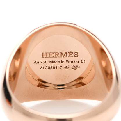 Hermes 18K Rose Gold PM Ex-Libris Signet Ring 51 5.75 5 of 6