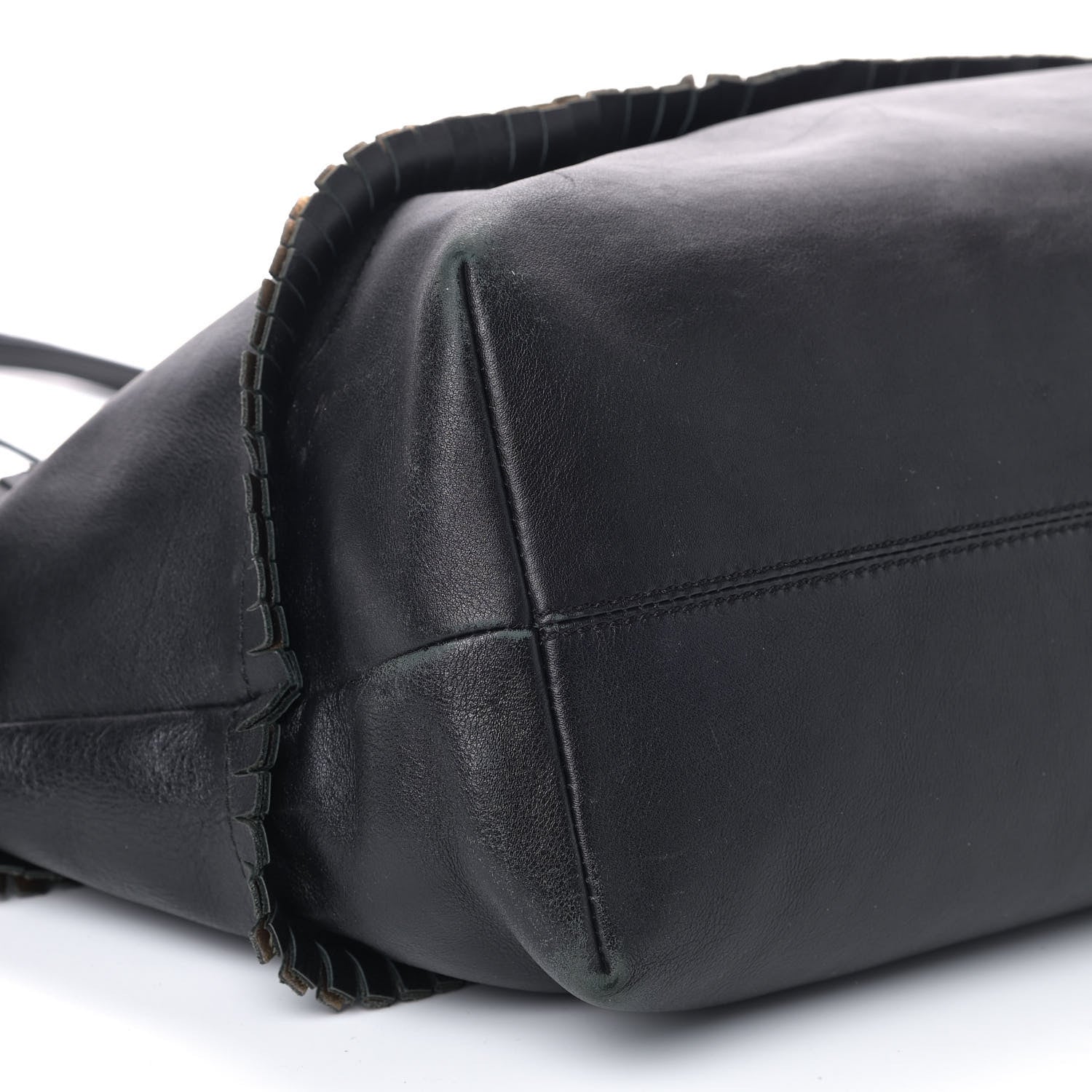 Fendi Calfskin Ruffle Roll Tote Black 6 of 7