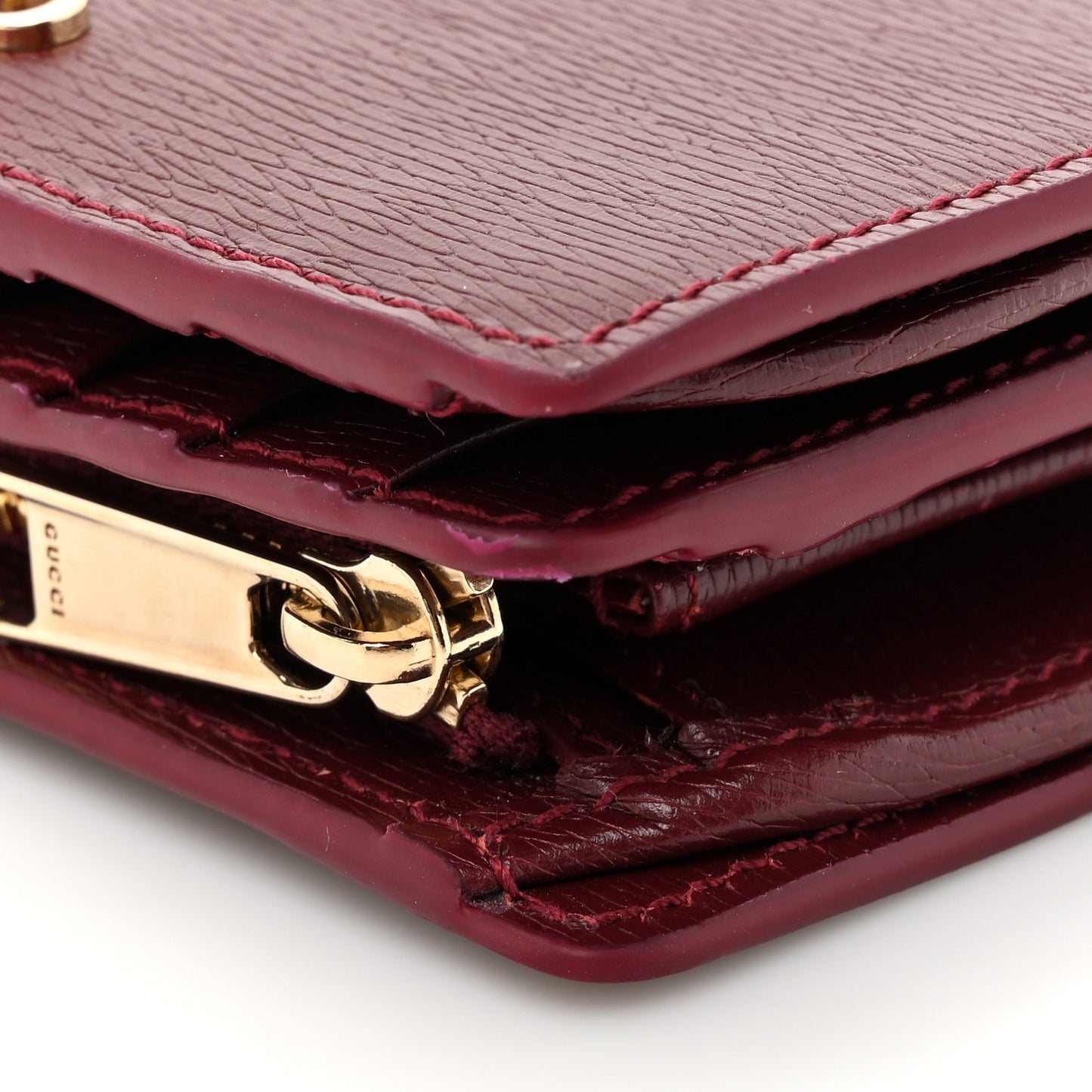Calfskin Script Card Case Wallet Rosso Ancora Red