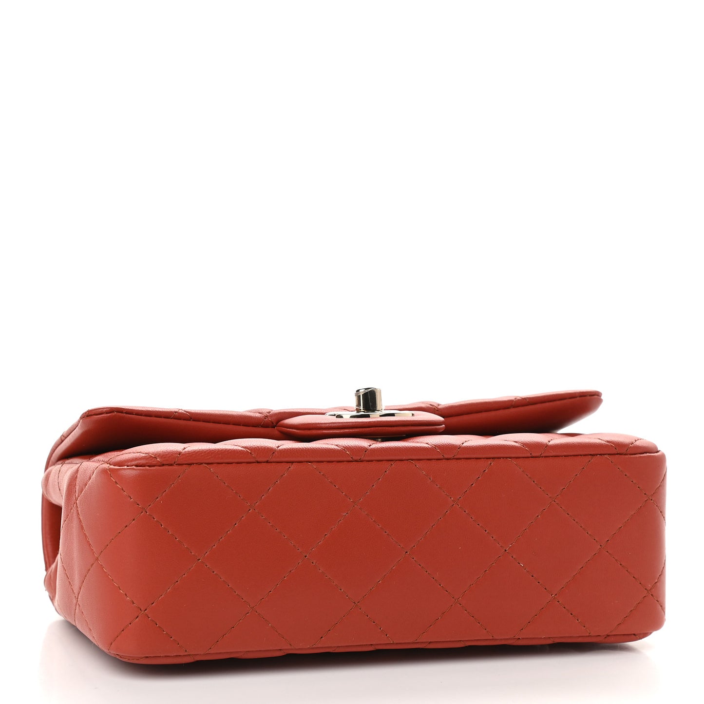 Lambskin Quilted Mini Rectangular Flap Brown