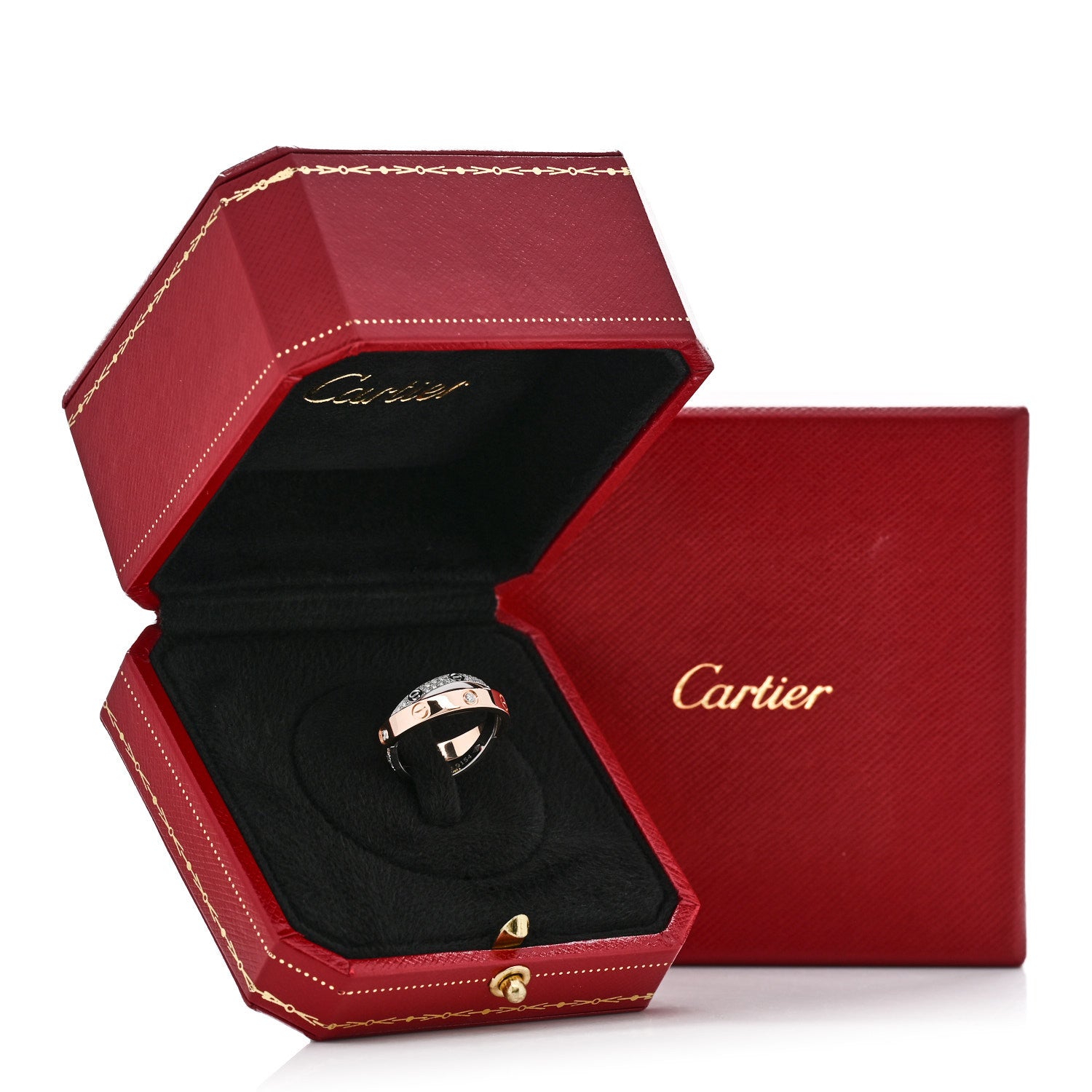 Cartier 18K Pink White Gold Diamond LOVE Pave Ring 49 5 6 of 6