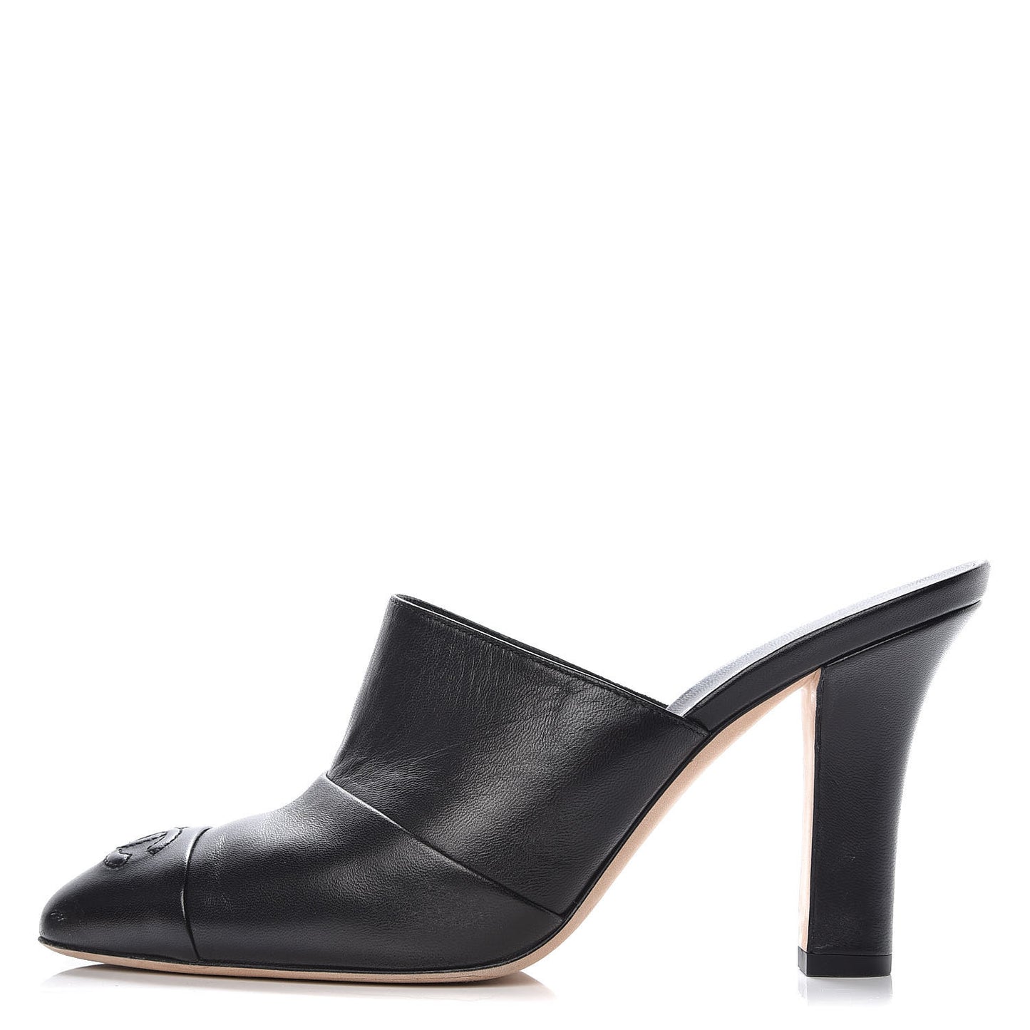 Lambskin Cap Toe CC Mules 38 Black