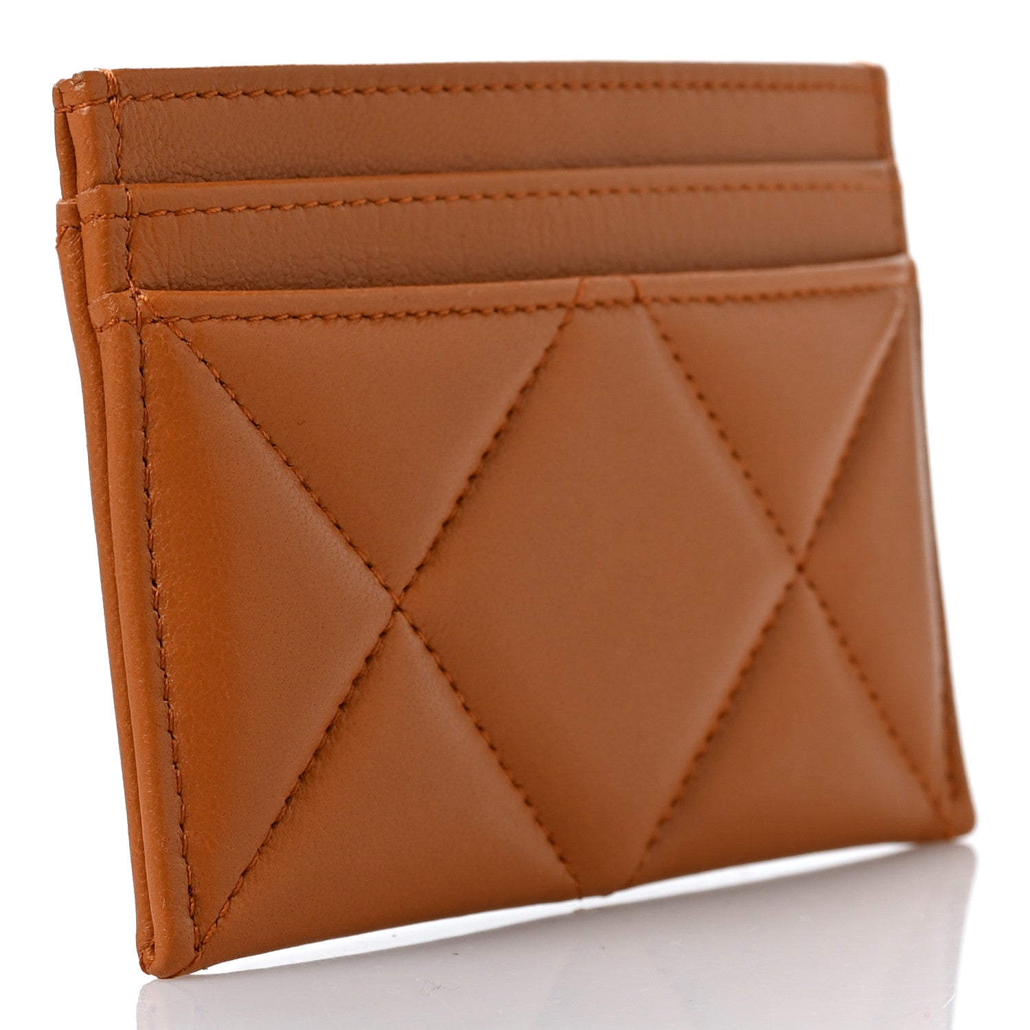 Chanel Lambskin Quilted Chanel 19 Card Holder Brown 3 of 9