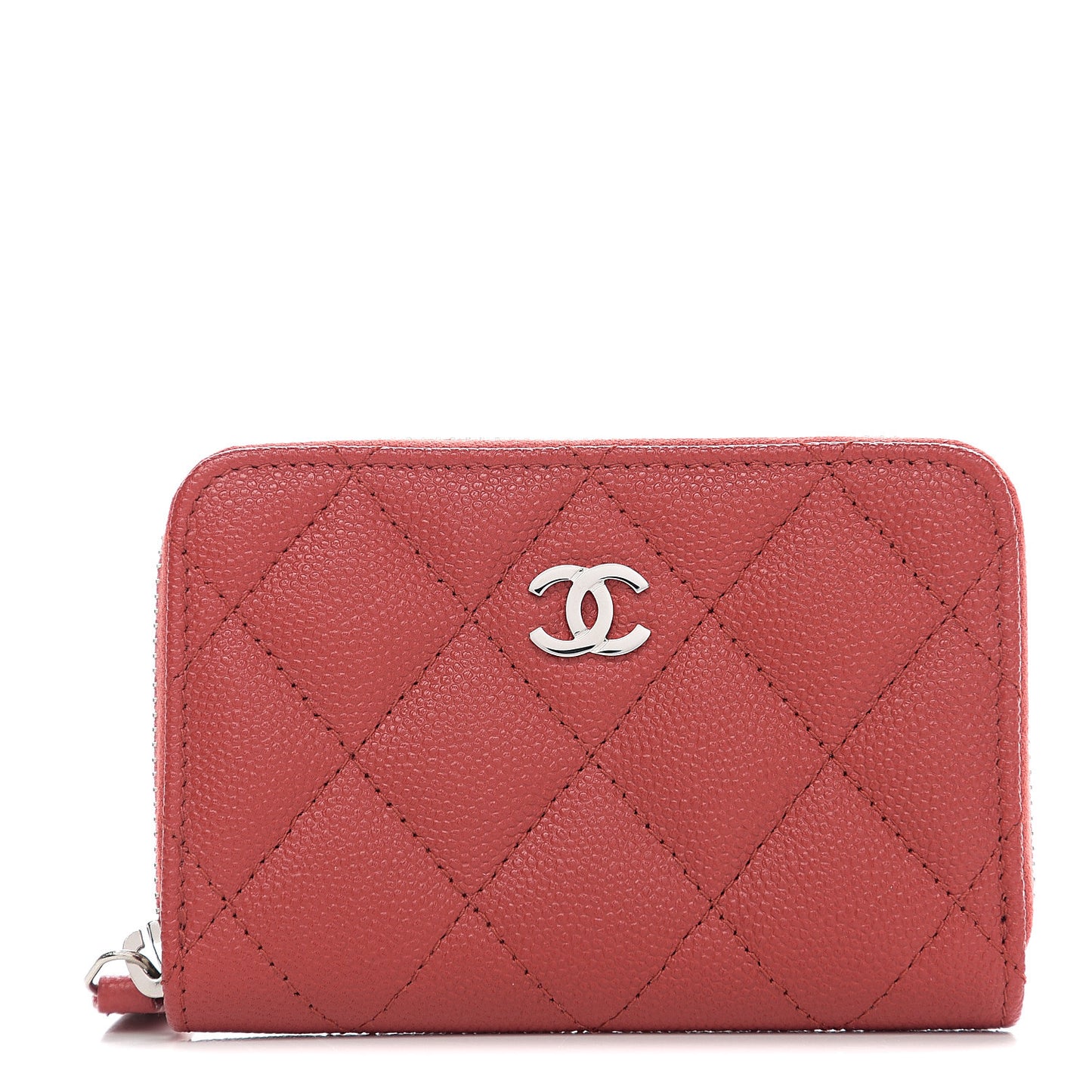Caviar Quilted Zip Coin Purse Red