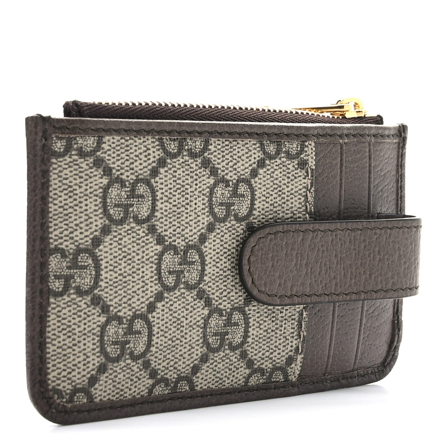 Gucci GG Supreme Monogram Web Ophidia Zip Card Case Brown 3 of 9