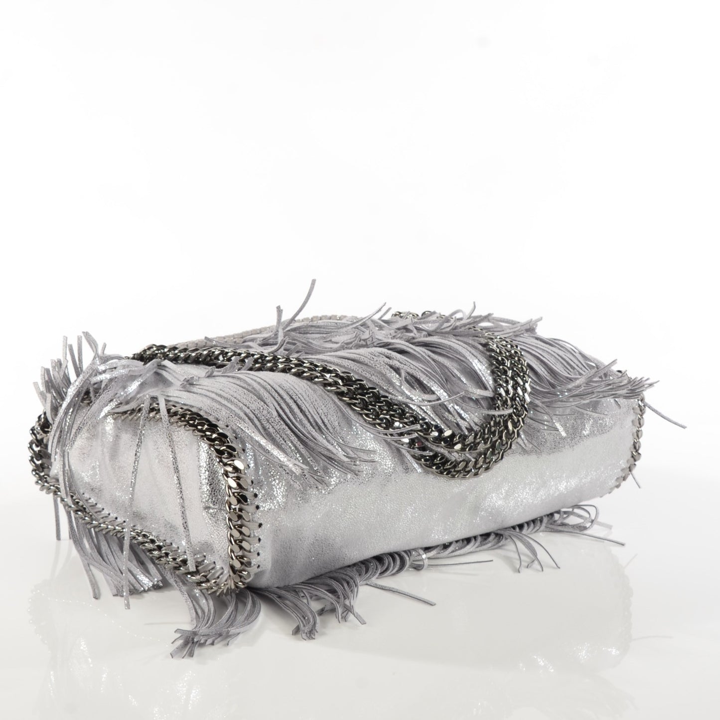 Eco Suede Fringe Falabella Tote Platinum