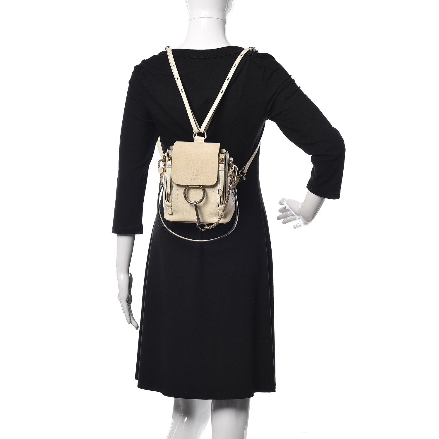 Chloe Suede Calfskin Mini Faye Backpack Off White 2 of 13