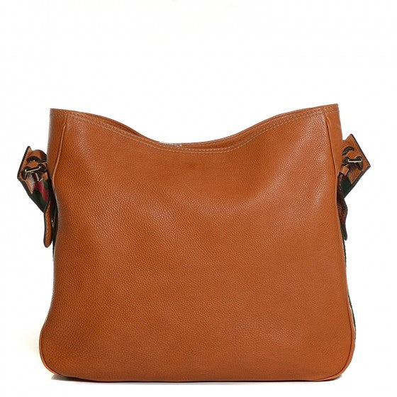 Pebbled Calfskin Medium Heritage Shoulder Bag Light Tobacco