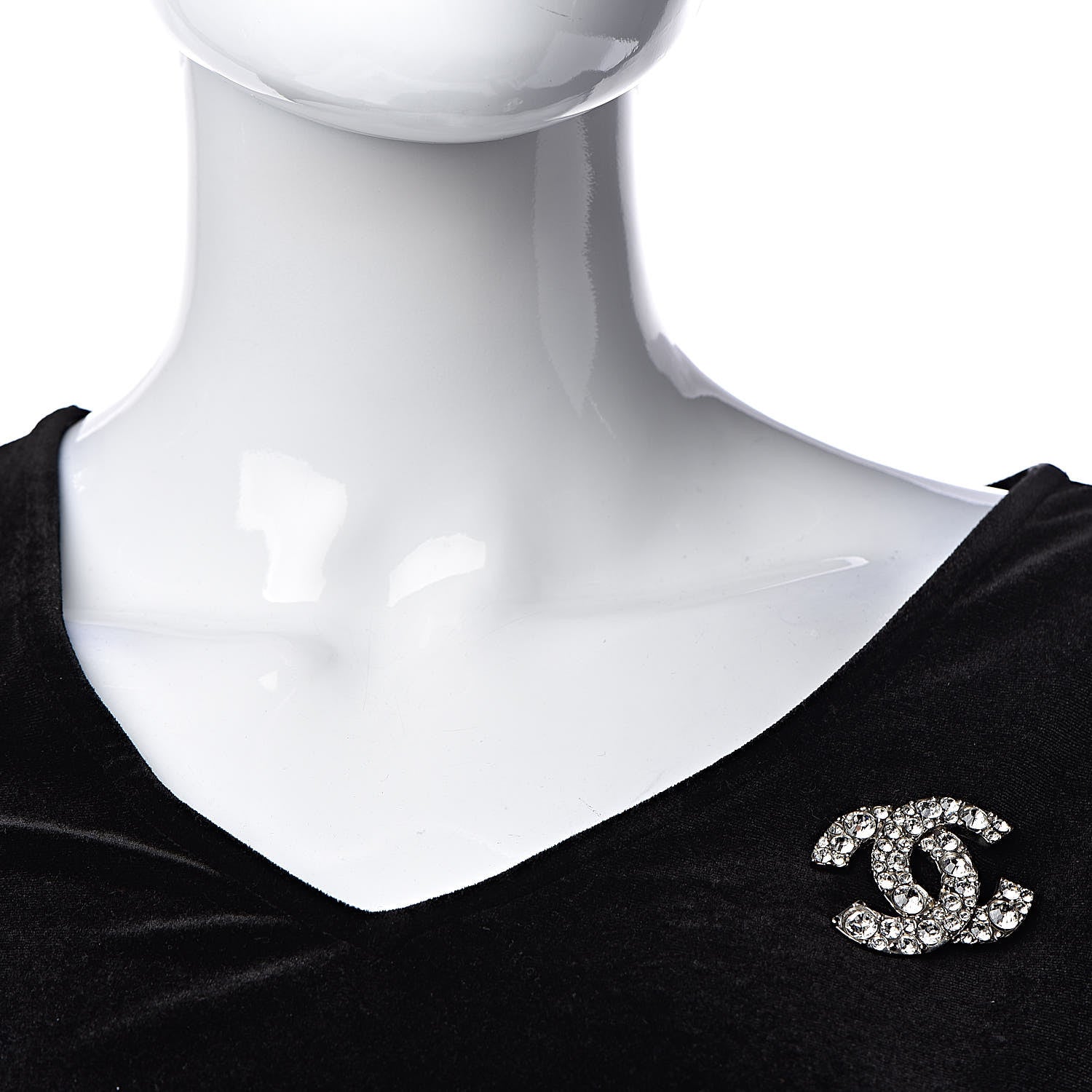 Chanel Crystal CC Brooch Silver 2 of 5