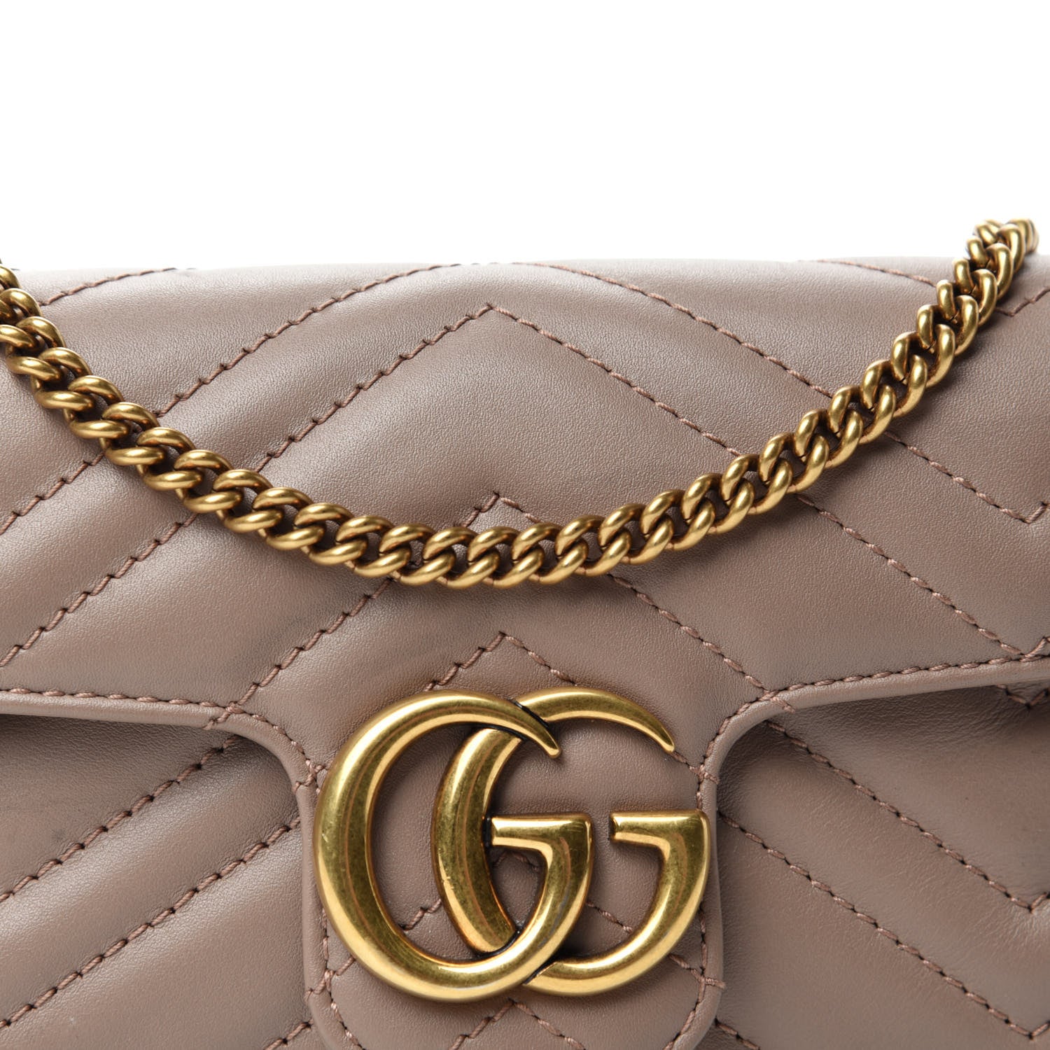 Gucci Calfskin Matelasse Super Mini GG Marmont Shoulder Bag Porcelain Rose 11 of 12