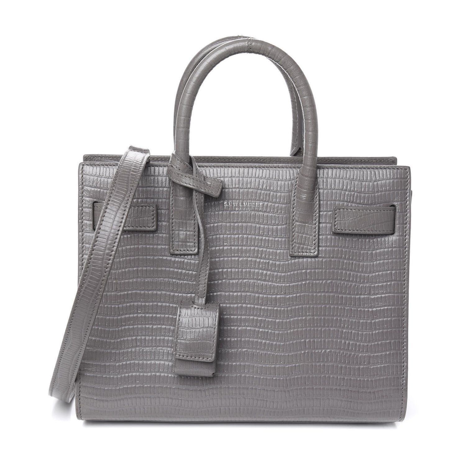 Calfskin Lizard Embossed Nano Sac De Jour Fog