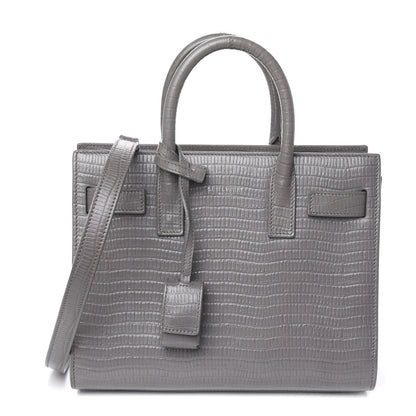 Saint Laurent Calfskin Lizard Embossed Nano Sac De Jour Fog 1 of 15