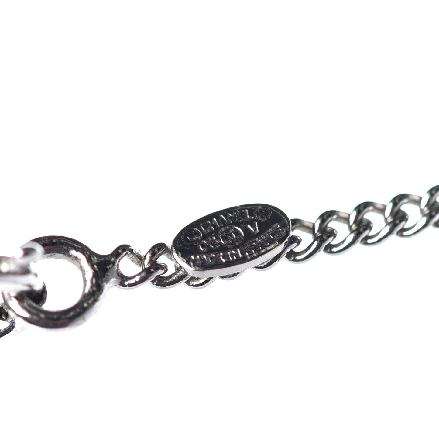 Enamel CC Necklace Silver Black