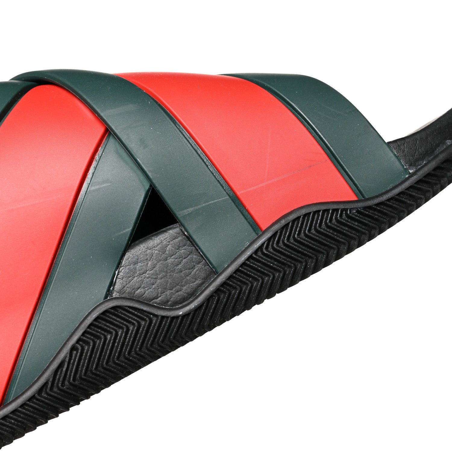 Gucci Rubber Web Mens Criss Cross Slide Sandals 10 Green Red 10 of 10