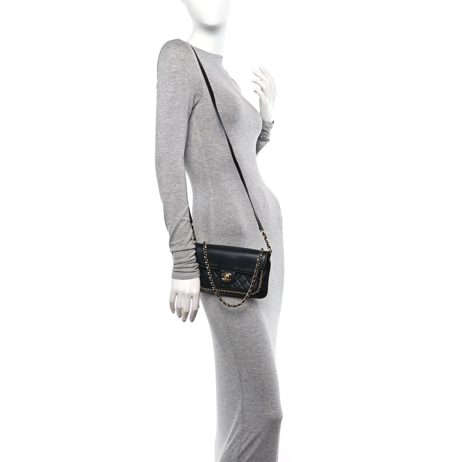 Chanel Lambskin Quilted CC Unchained Crossbody Black 2 of 13