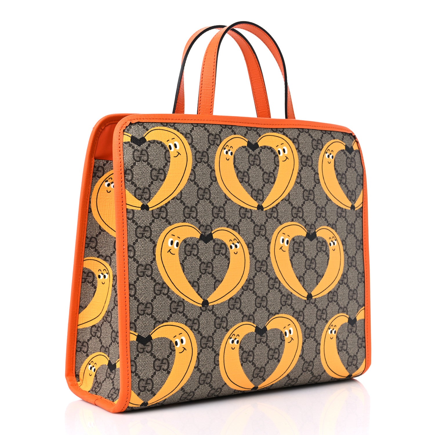 Gucci GG Supreme Monogram Banana Childrens Tote Beige Ebony Multicolor Carrot Orange 3 of 10
