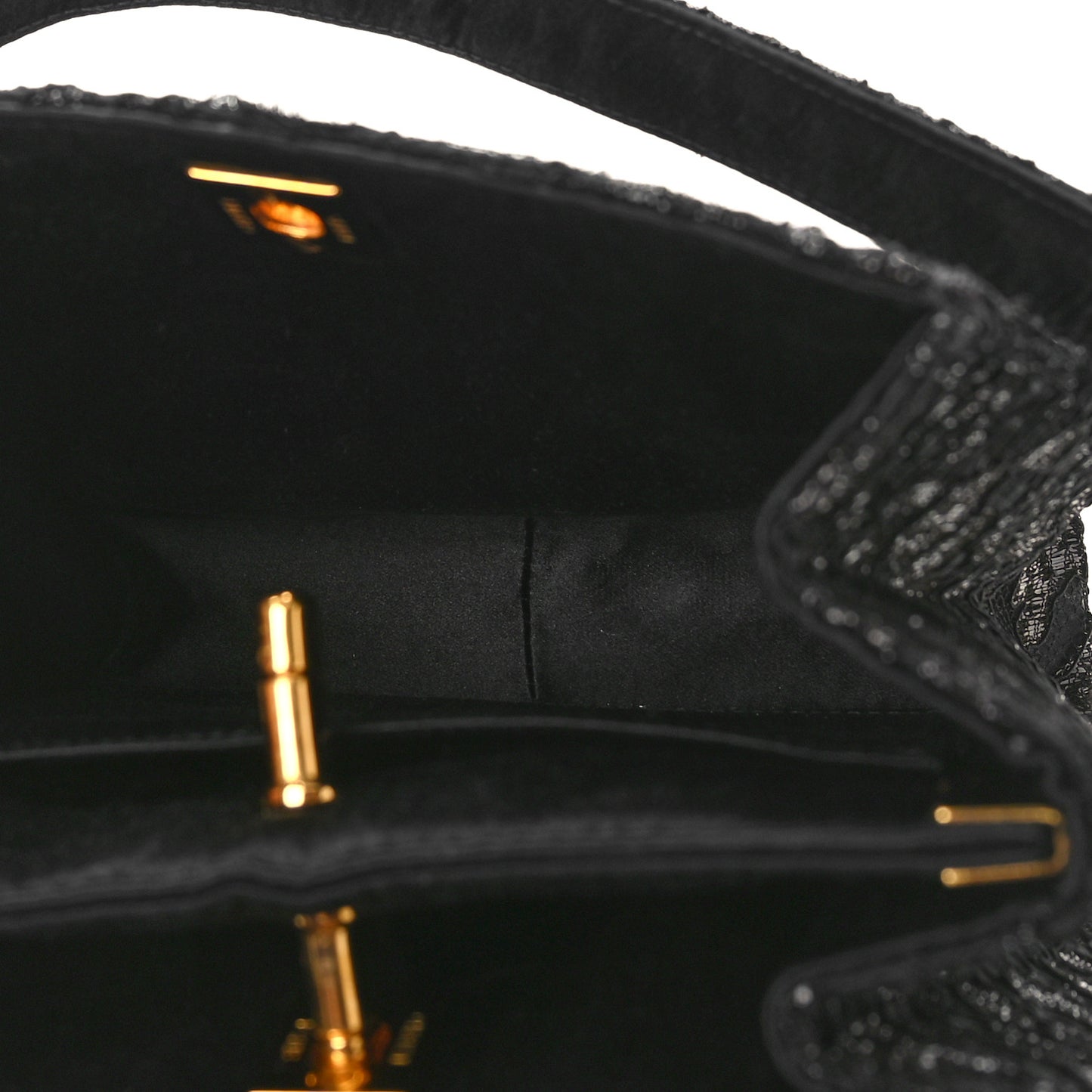 Lace Satin CC Top Handle Black