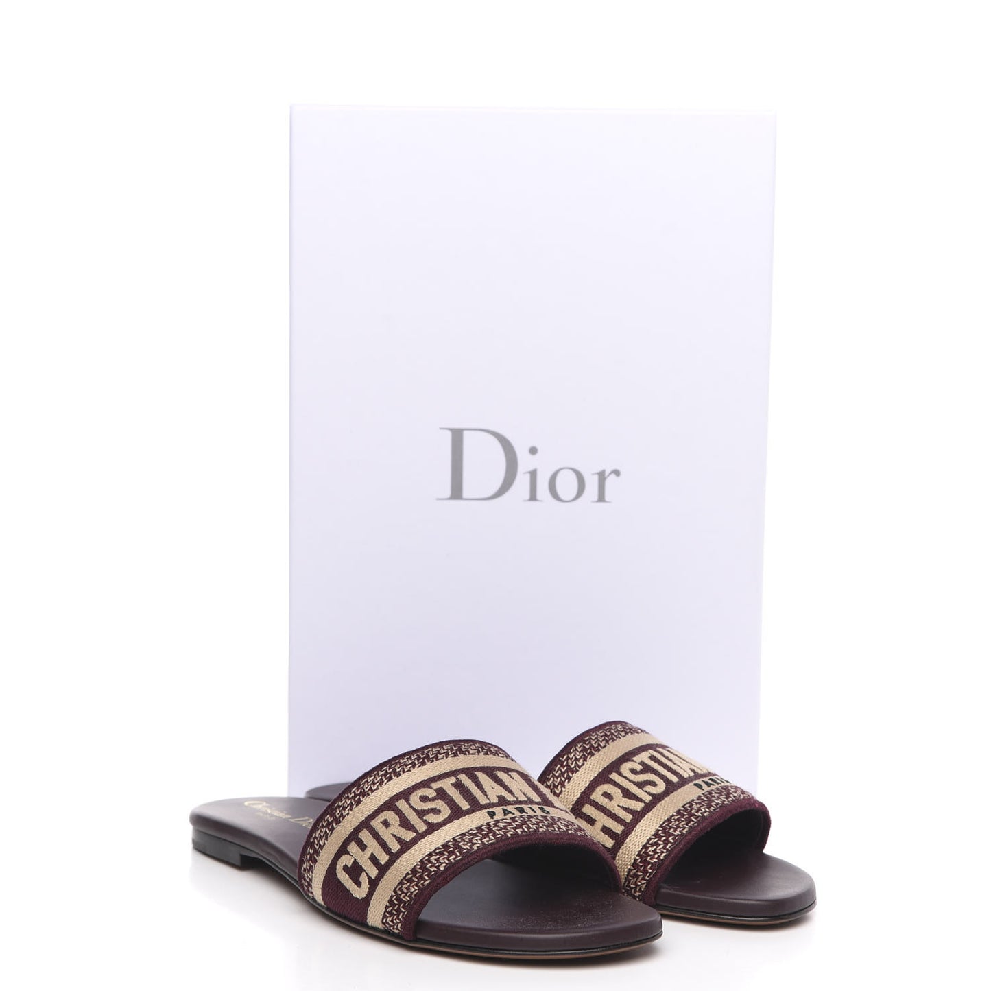 Canvas Embroidered Dway Mules Slide Sandals 37.5 Burgundy