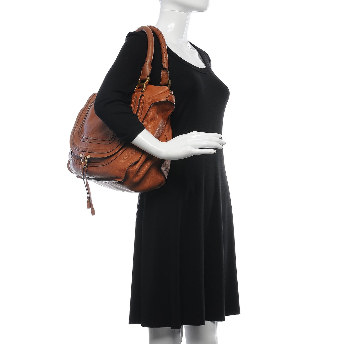 Calfskin Large Marcie Satchel Tan