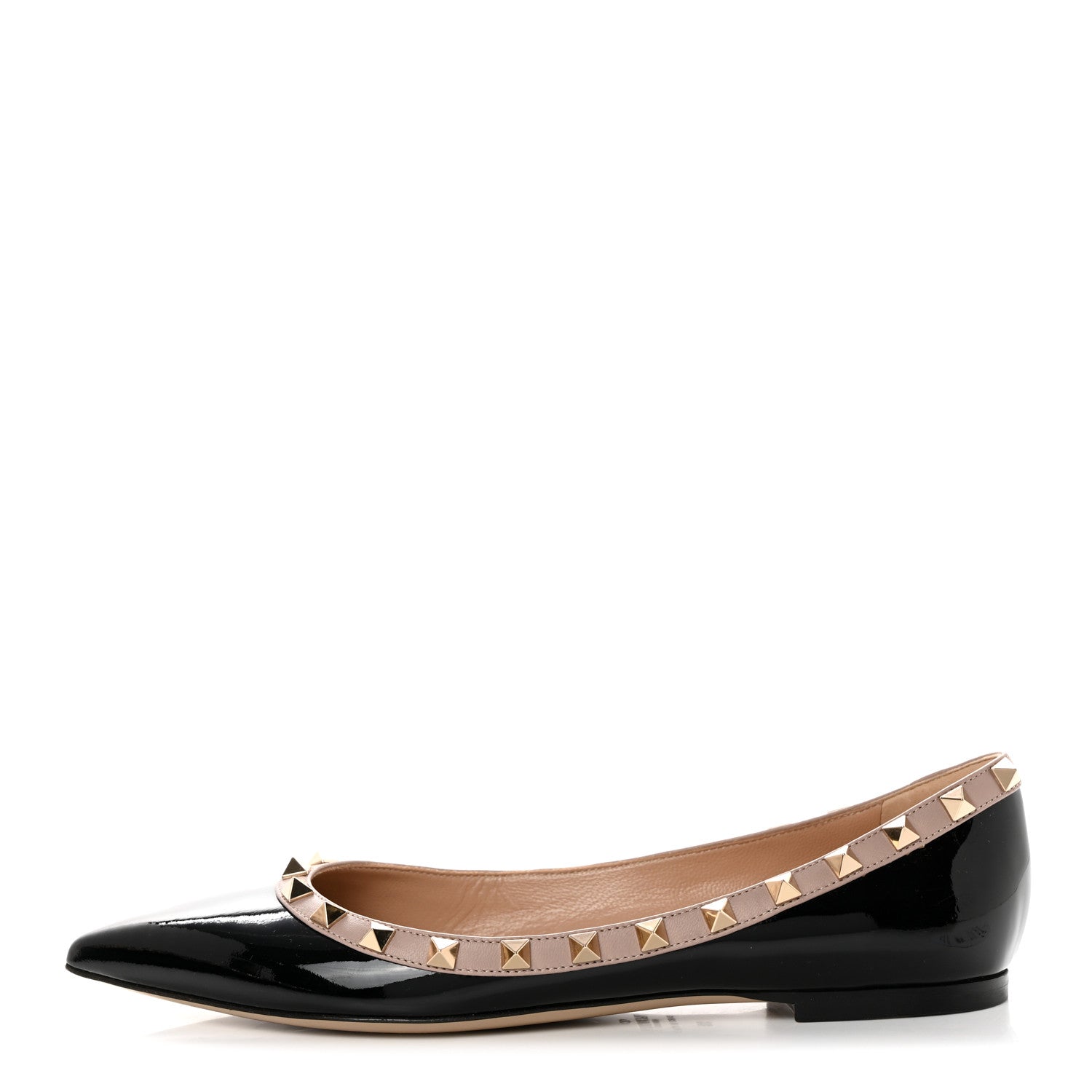 Valentino Garavani Patent Nappa Rockstud Ballerina Flats 38 Black Poudre 1 of 8