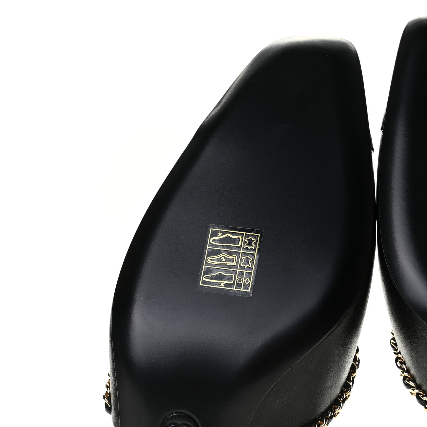 Lambskin Patent Chain CC Mules 39.5 Black