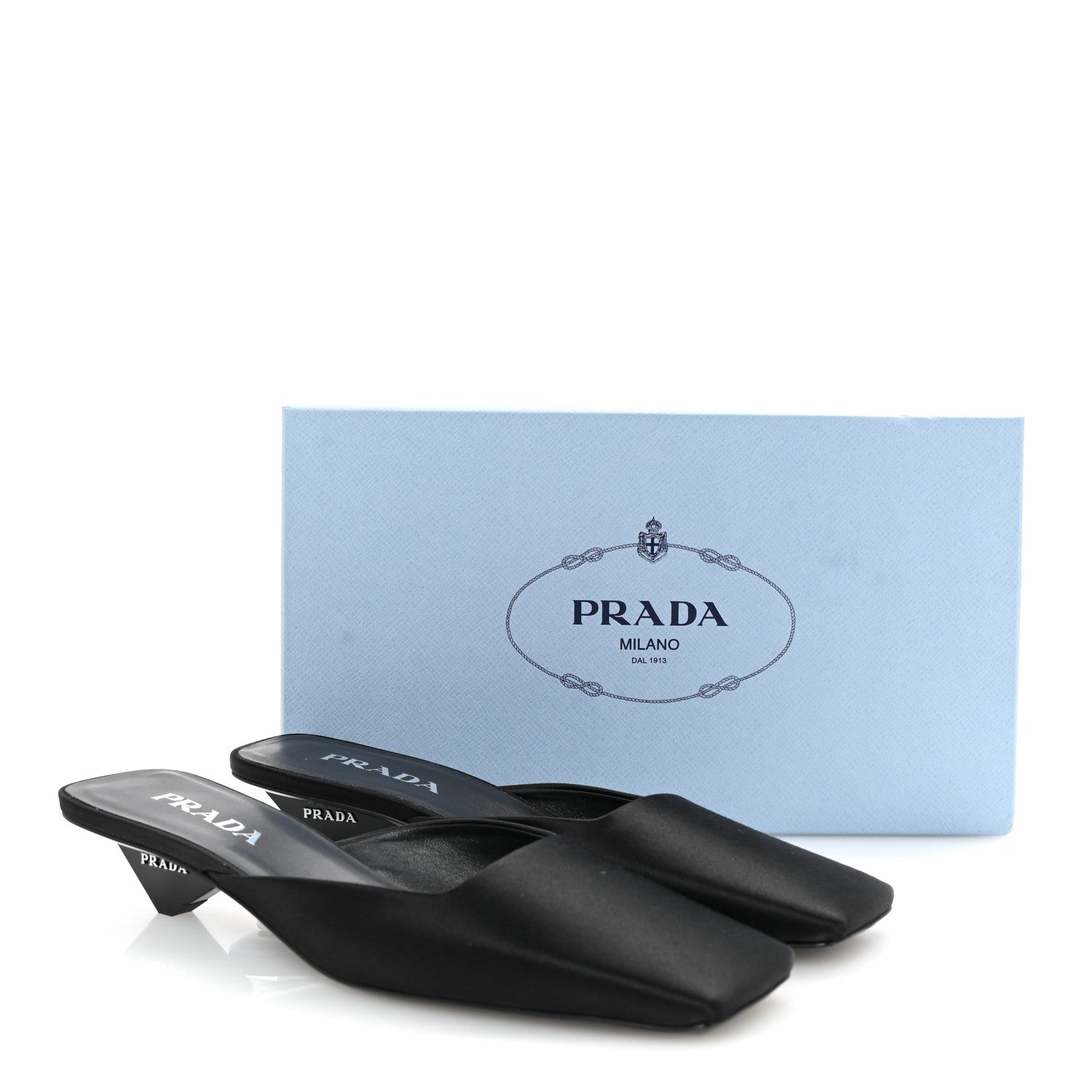 Prada Satin Modellerie Mules 38.5 Black 9 of 9