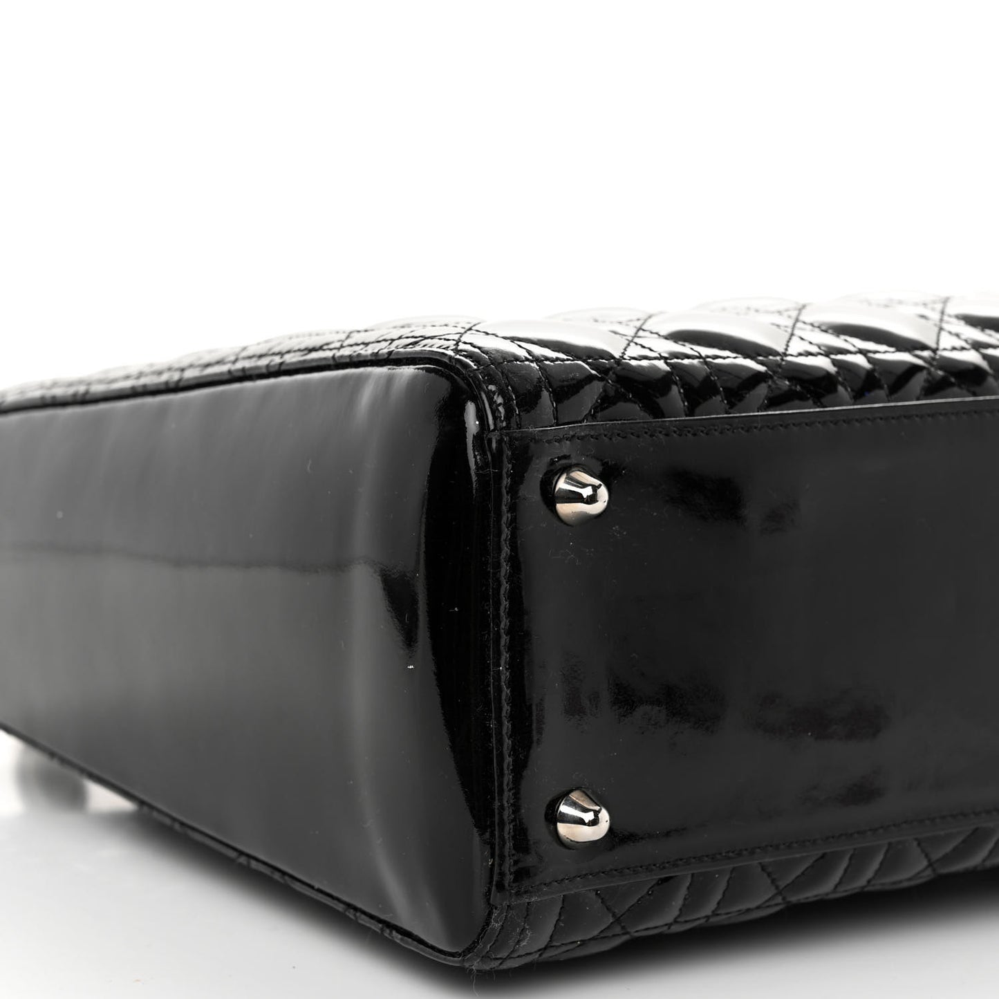 CHRISTIAN DIOR Patent Cannage Large Lady Dior Black