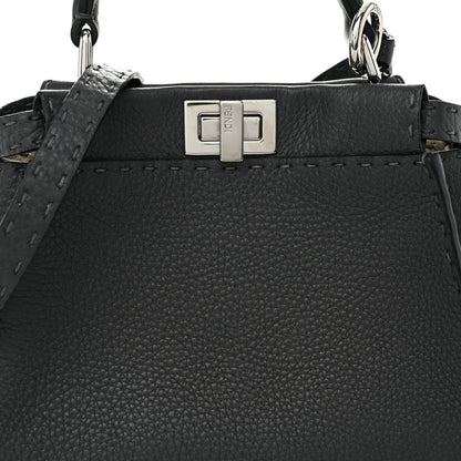 Fendi Cuoio Romano Selleria Bi-Color Mini Peekaboo Iconic Satchel Asfalto Latte 8 of 10
