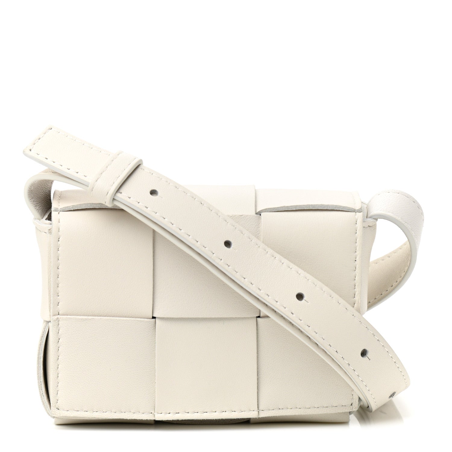 Bottega Veneta Lambskin Maxi Intrecciato Extra Mini Cassette Crossbody Bag White 1 of 9