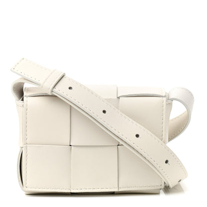 Bottega Veneta Lambskin Maxi Intrecciato Extra Mini Cassette Crossbody Bag White 1 of 9