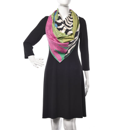 Hermes Silk Zebra Pegasus Scarf 90 Emeraude Fuchsia Vert 2 of 7