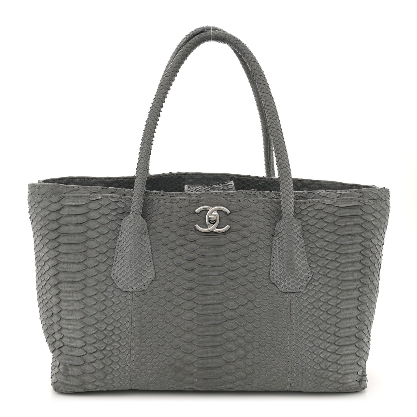 Snakeskin Executive Cerf Shopper Tote Grey