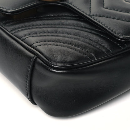 Gucci Calfskin Matelasse Mini GG Marmont Shoulder Bag Black 10 of 12