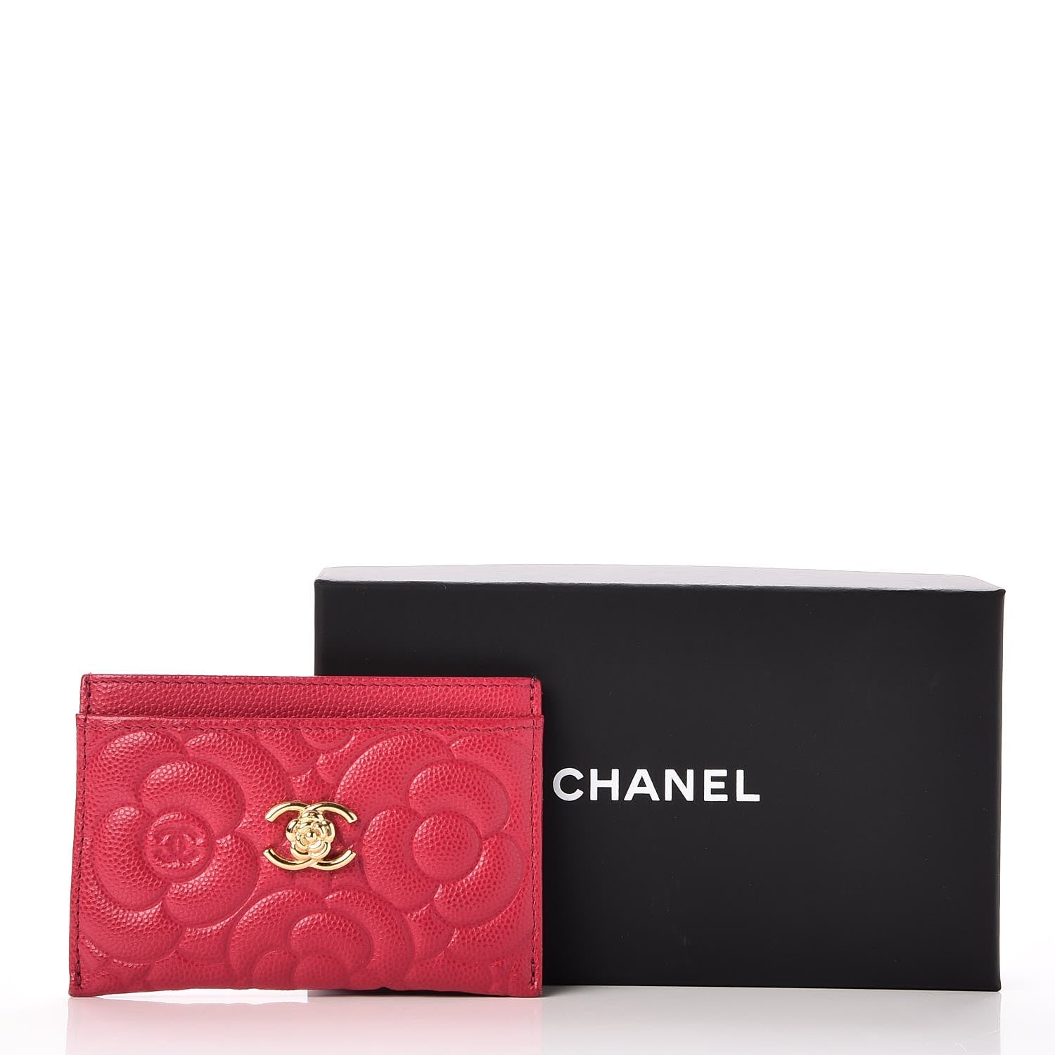 Chanel Caviar Camellia Embossed Card Holder Fuchsia 9 of 9