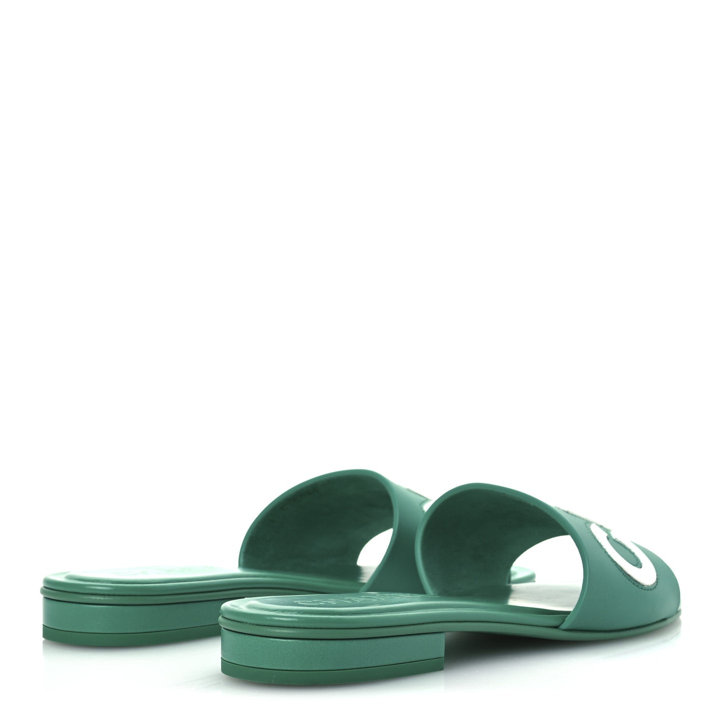 Calfskin Patent Calfskin Logo Mules 38 Green White
