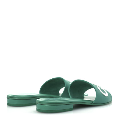 Chanel Calfskin Patent Calfskin Logo Mules 38 Green White 5 of 15