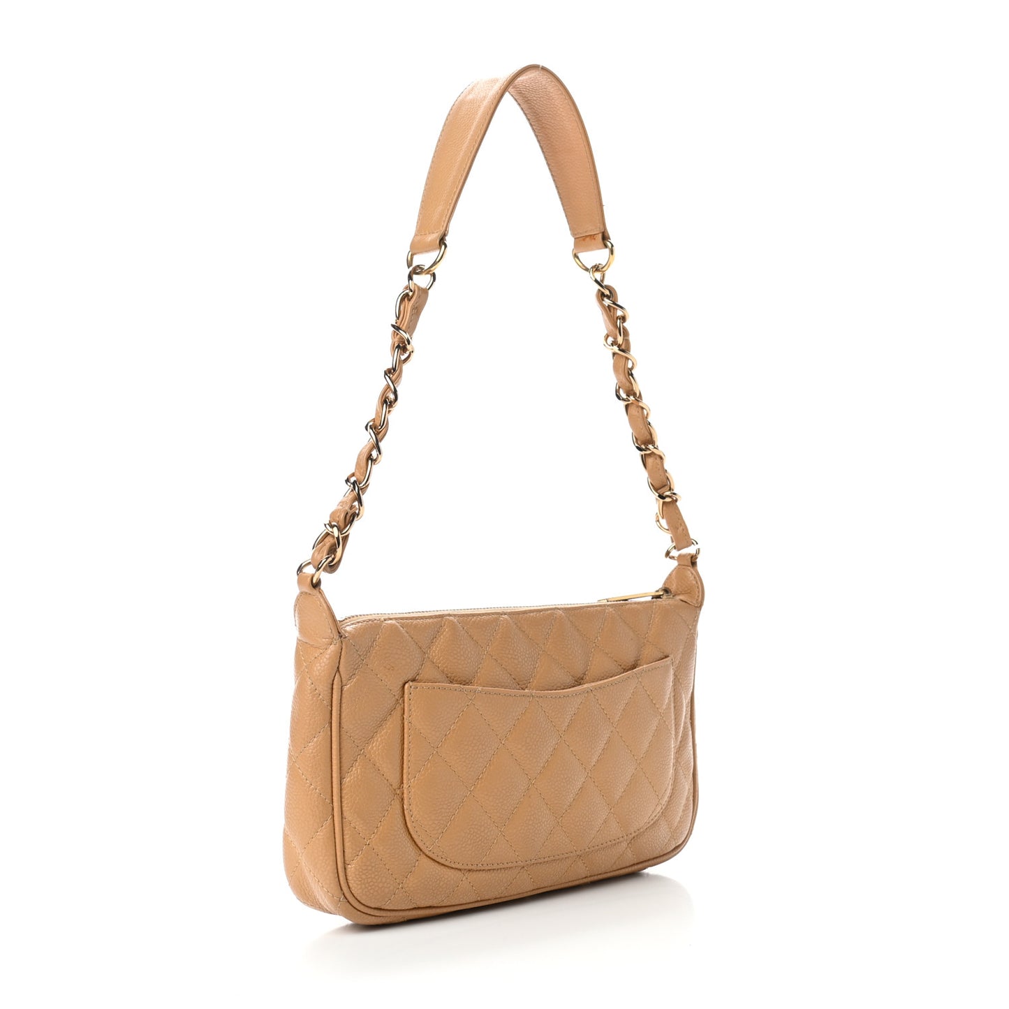 Caviar Quilted Timeless CC Shoulder Bag Beige
